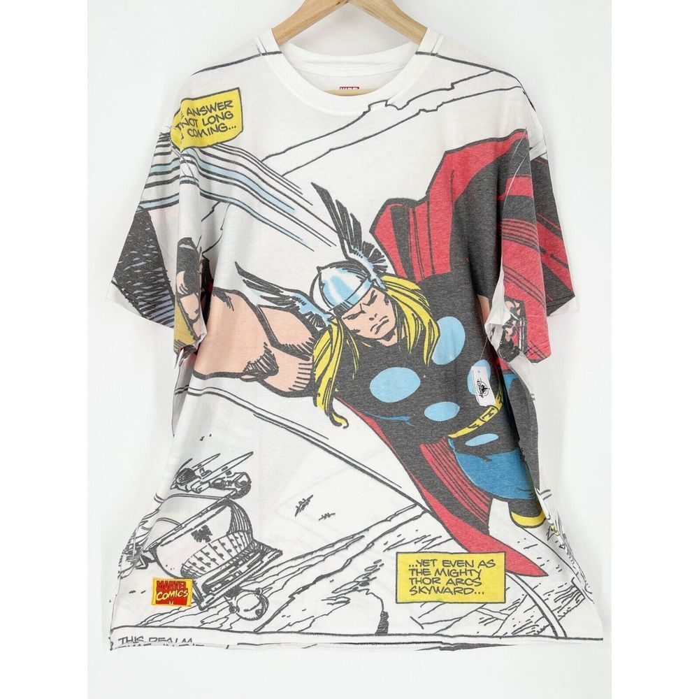 Marvel Shirt Adult XL‎ White Red Yellow Thor Comic Disney Parks Mens NWT